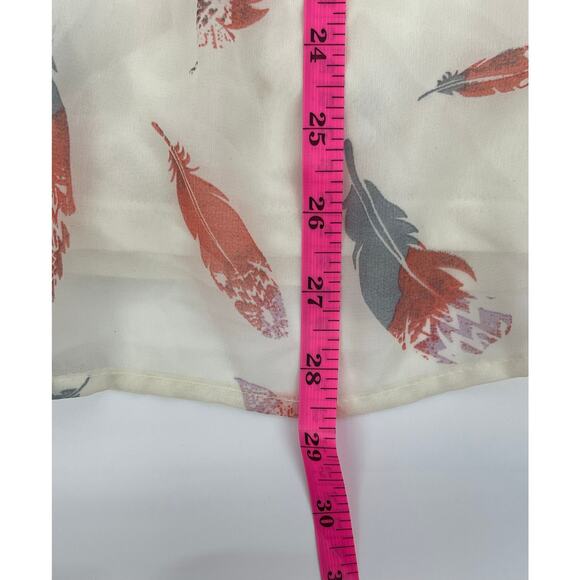 Xhilaration Feather Smocked Dress Coral Cream Size M Boho Milkmaid - Picture 6 of 6